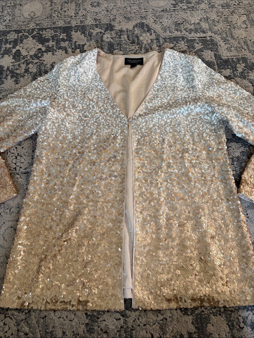 St. John Couture Long Sequin silk Evening Jacket SZ xl - Picture 5 of 10